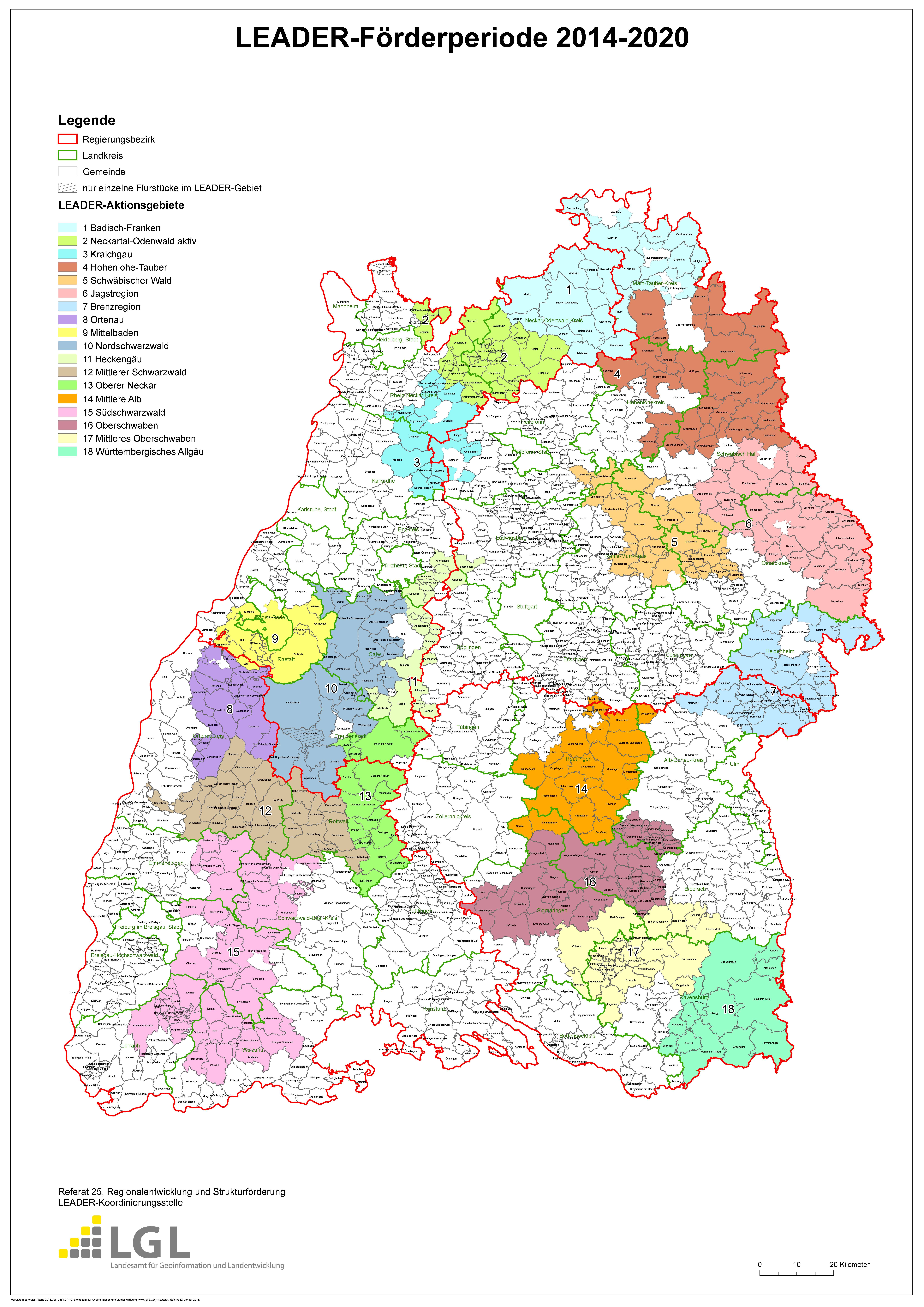 Ausgewählte LEADER-Kulissen LAGen 2014-2020